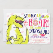 Dinosaures et beignes Invitation d'anniversaire (Devant)