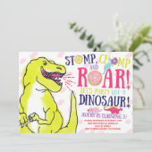 Dinosaures et beignes Invitation d'anniversaire (Debout devant)