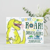 Dinosaures et Donuts Anniversaire Fête Invitation (Debout devant)