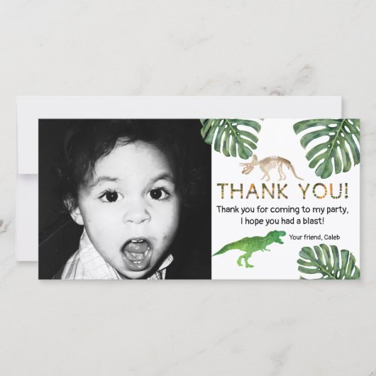 Dinosaures ! Fête d'anniversaire dinosaure Merci (Devant)
