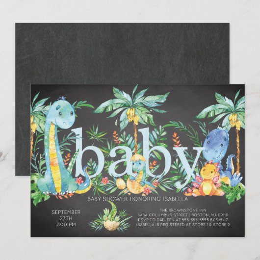 Dinosaures Genre Neutre Baby shower Invitation (Devant / Derrière)