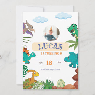 Dinosaures Invitation d'anniversaire