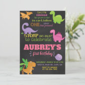 Dinosaures invitation d'anniversaire fille, Invita (Debout devant)