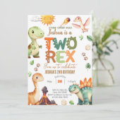 Dinosaures invitation de 2e anniversaire garçon DE (Debout devant)