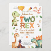 Dinosaures invitation de 2e anniversaire garçon DE (Devant / Derrière)