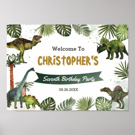 Dinosaures Jurassique Anniversaire Affiche de bien (Devant)