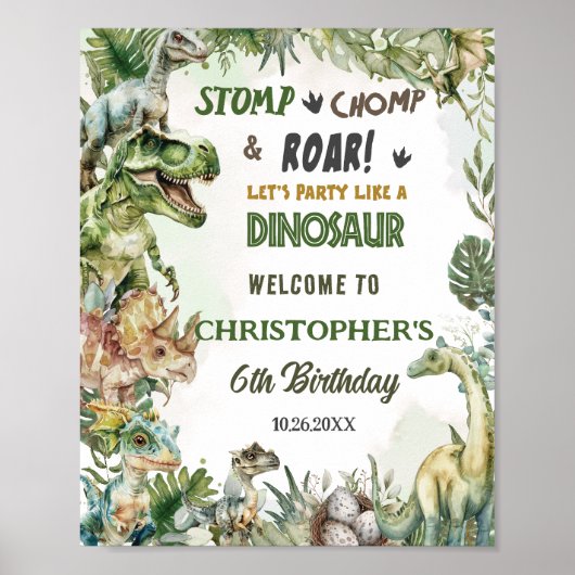 Dinosaures Jurassique Anniversaire Affiche de bien (Devant)