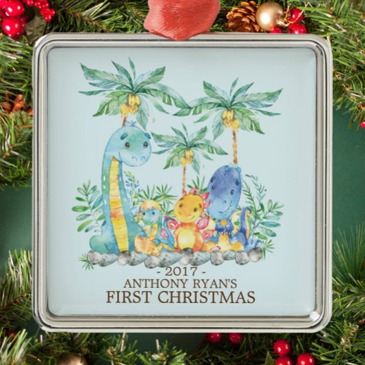 Dinosaures mignons Premier ornement de Noël du béb