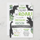 Dinosaures noirs Invitation de fête d'anniversaire (Devant)