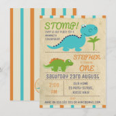 Dinosaures Papier vieilli Invitation Anniversaire (Devant / Derrière)