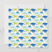 Dinosaures vert et bleu Invitations de fête d'anni (Dos)