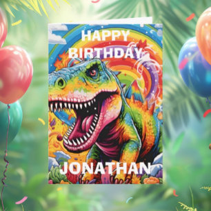 dinosaurië verjaardag kleurrijk schattig kaart