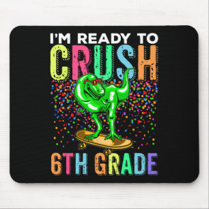 Dinosauriër eerste schooldag 6e leerjaar skateboar muismat