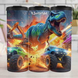 Dinosauriër Monstertruck Bouw Chaos Thermosbeker