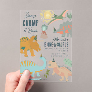 Dinosauriërs Boho Prehistorisch Feest Dieren Verja Acryl Uitnodigingen
