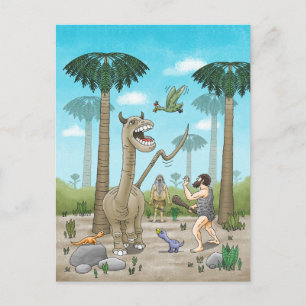 Dinosauriërs ontmoeten de Steentijd Briefkaart