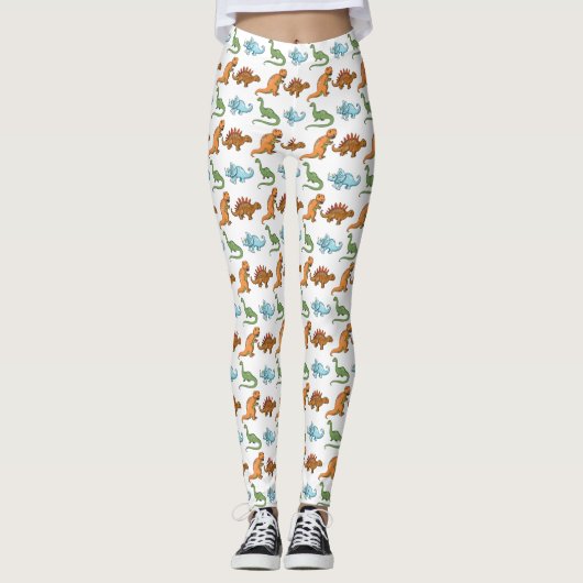 Dinosauriërs over het witte patroon leggings (Voorkant)