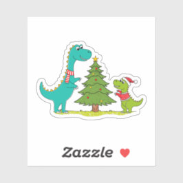 Dinosaurions kerst sticker