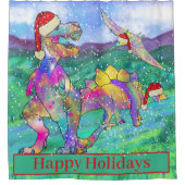 Dinosaurions kerstmis met rex Santa Grapsnow Douchegordijn (Voorkant)