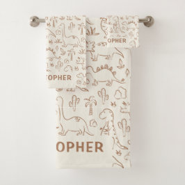 Dinosaurius Jongensnaam Dino Schattig Jungle Boho  Bad Handdoek