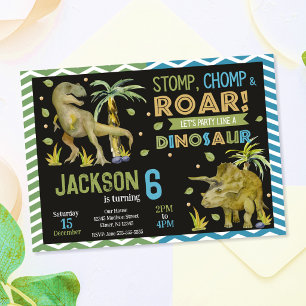 Dinosaurius verjaardagsuitnodiging T-rex Trice Kaart