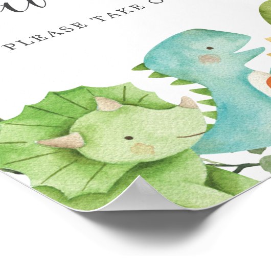 Dinosaurs Baby shower Favors Sign. Poster (Hoek)