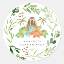 Dinosaurs Baby Shower Ronde Sticker