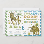 Dinosaurs Birthday Invitation | T-rex | Triceratop (Devant)