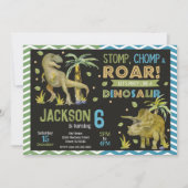 Dinosaurs Birthday Invitation | T-rex | Triceratop (Devant)