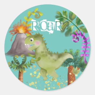 Dinosaurs Birthday 🥳 Ronde Sticker