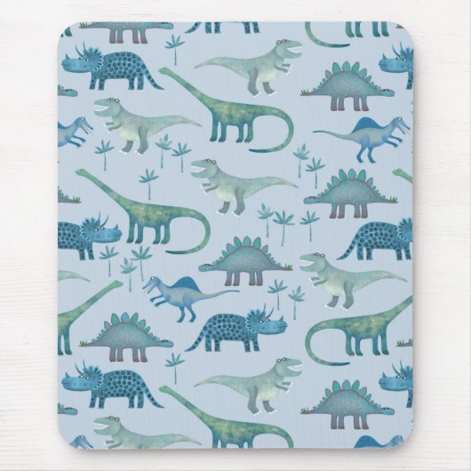 Dinosaurs Blue Pattern Muismat (Voorkant)