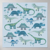 Dinosaurs Blue Poster (Voorkant)
