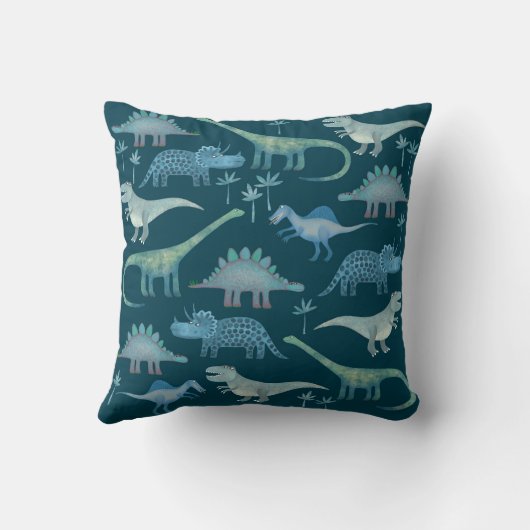 Dinosaurs Donkergroen Kussen (Achterkant)