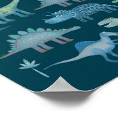 Dinosaurs Donkergroen Poster (Hoek)