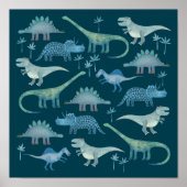 Dinosaurs Donkergroen Poster (Voorkant)
