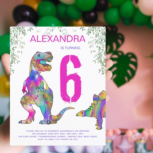 Dinosaurs Girls 6e verjaardag roze begroting