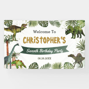 Dinosaurs Jurassic Birthday Party Welkomstachtergr Spandoek