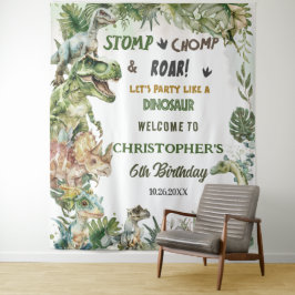 Dinosaurs Jurassic Birthday Party Welkomstachtergr Wandkleed
