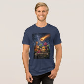 Dinosaurs Looking Up at Incoming Meteor Tri-Blend Shirt (Voorkant volledig)