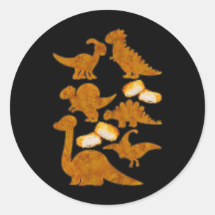 Dinosaurs Nug Life Dino Funny Chicken Nuggets Ronde Sticker