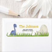 Dinosaurs Party violet yellow waterverf Address Etiket (Insitu)