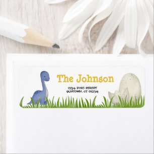 Dinosaurs Party violet yellow waterverf Address Etiket