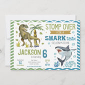 Dinosaurs & Sharks Birthday Invitation (Devant)