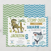 Dinosaurs & Sharks Birthday Invitation (Devant / Derrière)