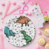 Dinosaurs Stomp Chomp Roar Birthday Party Pattern Papieren Bordje (Feest)
