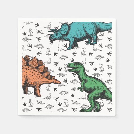 Dinosaurs Stomp Chomp Roar Birthday Party Pattern Servet (Voorkant)