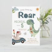 Dinosaurs Stomp Chomp Roar Boy Birthday Invitation (Debout devant)