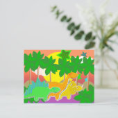 Dinosaurs Sunset Briefkaart (Staand voorkant)