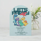 Dinosaurs Themed Boy Birthday Invitation (Debout devant)
