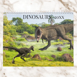 Dinosaurs Tyrannosaurus Raptor Jurassic elk jaar Kalender